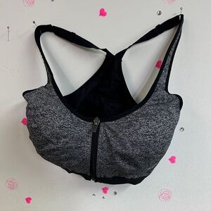 Heather Gray Zip-Front Sports Bra